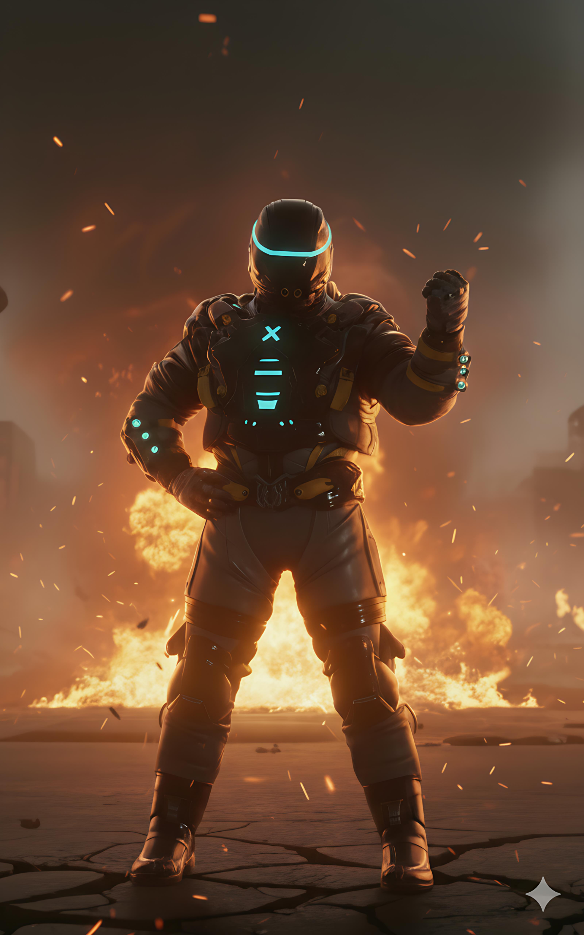 Stealth operative with dark armor and glowing yellow visor